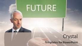  Presentation with crude palm - Audience pleasing slide deck consisting of landscape of skyscrapers near river backdrop and a dark gray colored foreground.