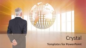  Presentation with rear view of bodyguard - Beautiful PPT theme featuring grey orange world - composite image of rear view backdrop and a  colored foreground