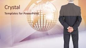  Presentation with rear view of bodyguard - Presentation design enhanced with grey orange world - composite image of rear view background and a  colored foreground