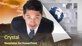  Presentation with asian literature - Cool new presentation design with grey orange world - composite image of smiling asian backdrop and a  colored foreground