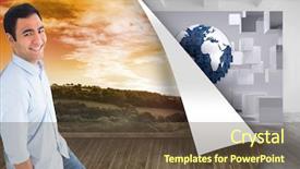  Presentation with gold man smile - Colorful PPT theme enhanced with my everything side view of beautiful young overweight woman kissing sweet donut standing against isolated blue background with closed eyes backdrop and a teal colored foreground