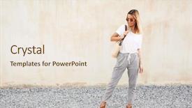  Presentation with wall street - Theme enhanced with grey pants holding wicker handbag background and a sky blue colored foreground