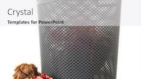  Presentation with bin - PPT theme having grey-paper-bin-with-trash background and a white colored foreground