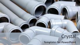  Presentation with sewer pipes - Presentation theme having grey pvc sewer pipes background background and a light blue colored foreground