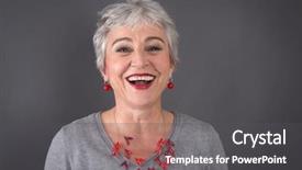  Presentation with college education happy smiling - PPT theme enhanced with grey red - portrait of happy senior woman background and a dark gray colored foreground