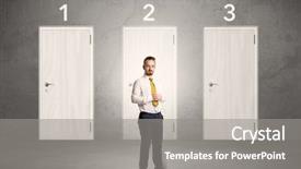  Presentation with room - Colorful PPT theme enhanced with grey room with three backdrop and a  colored foreground