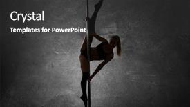  Presentation with pole - Beautiful PPT theme featuring grey strips - young pole dancer on gray backdrop and a dark gray colored foreground