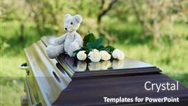  Presentation with funeral service - Presentation design enhanced with grey-teddybear-and-bunch background and a dark gray colored foreground
