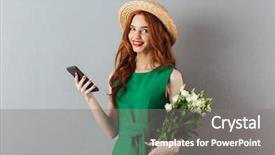  Presentation with flower on wall - Slide deck having grey wall background looking camera background and a gray colored foreground