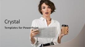  Presentation with newspaper - PPT theme having grey wall background reading newspaper background and a light gray colored foreground