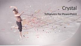  Presentation with young - PPT layouts featuring grey wall background with lines background and a light gray colored foreground