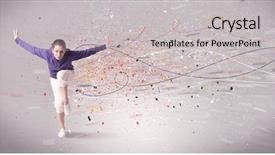  Presentation with young - PPT theme featuring grey wall background with lines background and a light gray colored foreground