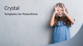  Presentation with tongue - Beautiful PPT theme featuring grey wall doing ok gesture backdrop and a light gray colored foreground