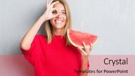  Presentation with melon - Theme having grey wall eating water melon background and a red colored foreground