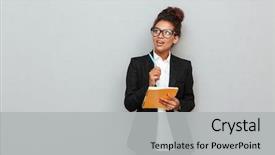  Presentation with writing notes - Theme featuring grey wall looking aside writing background and a light gray colored foreground