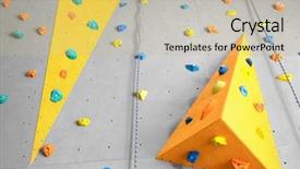 Presentation with climbing - Beautiful PPT theme featuring grey wall with climbing holds backdrop and a soft green colored foreground