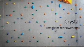  Presentation with mountain climbing rope - Presentation theme featuring grey wall with climbing holds background and a light gray colored foreground