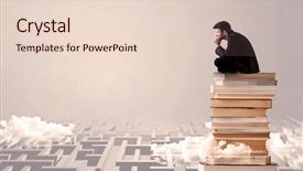  Presentation with pile of pine pellets - PPT theme enhanced with grey wall with clouds labirynth background and a  colored foreground