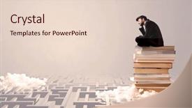  Presentation with pile - Presentation theme enhanced with grey wall with clouds labirynth background and a  colored foreground