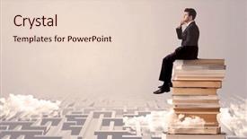  Presentation with pile - Beautiful slides featuring grey wall with clouds labirynth backdrop and a  colored foreground