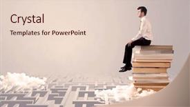  Presentation with pile - Amazing slide set having grey wall with clouds labirynth backdrop and a  colored foreground