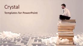  Presentation with pile of fresh cassava - Audience pleasing presentation theme consisting of grey wall with clouds labirynth backdrop and a  colored foreground