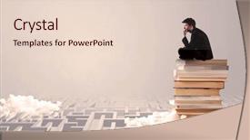  Presentation with pile - Presentation theme featuring grey wall with clouds labirynth background and a  colored foreground