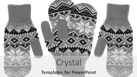 Presentation with grey black white - PPT theme enhanced with grey-winter-knitted-mittens background and a light gray colored foreground