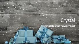  Presentation with christmas presents - Amazing theme having grey wooden christmas background backdrop and a gray colored foreground