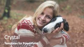  Presentation with greyhound - Amazing presentation design having greyhound - young blonde woman embraced her backdrop and a  colored foreground