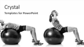  Presentation with exercise - PPT layouts featuring greyscale - stability ball exercise studio shot background and a white colored foreground