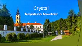  Presentation with monastery - Beautiful slides featuring grgeteg-monastery-in-fruska-gora backdrop and a cobalt blue colored foreground