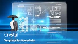  Presentation with camera - Beautiful slide deck featuring grid - businessman standing back to camera backdrop and a teal colored foreground