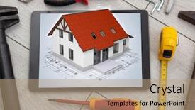  Presentation with construction tools - Beautiful PPT layouts featuring grid 3d - tablet with construction tools backdrop and a coral colored foreground