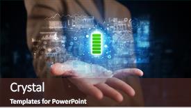  Presentation with battery cell - Slide set featuring grid cell - elegant hand holding battery background and a tawny brown colored foreground