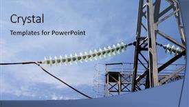  Presentation with power transmission line - Presentation consisting of grid coonectivity - power transmission line tower support background and a  colored foreground