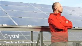  Presentation with solar panels el paso - Presentation design featuring grid energy storage - young male worker with solar background and a gray colored foreground