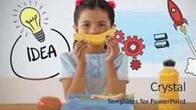  Presentation with healthy - Slide set enhanced with grid grey white - digital composite of girl background and a  colored foreground