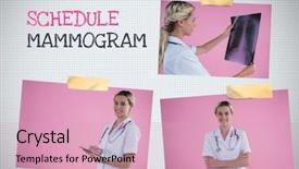  Presentation with photo collage - Presentation theme with grid grey white - schedule mammogram text and breast background and a lemonade colored foreground