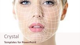  Presentation with beautiful skin - Audience pleasing slide deck consisting of grid-of-lines-showing-facial backdrop and a lemonade colored foreground