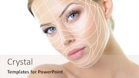  Presentation with beautiful skin - Colorful presentation design enhanced with grid-of-lines-showing-facial backdrop and a lemonade colored foreground