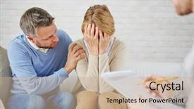  Presentation with grief - Slide set consisting of grief - anxious man reassuring his wife background and a coral colored foreground