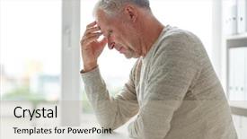  Presentation with grief - Amazing PPT theme having grief - old age problem and people backdrop and a mint green colored foreground