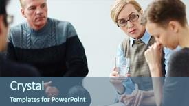  Presentation with group support - Presentation theme featuring grief - portrait of mature female mentor background and a ocean colored foreground