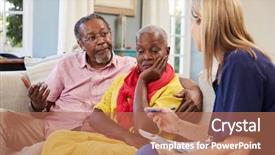  Presentation with senior worker - Theme having grief - support worker visits senior woman background and a coral colored foreground