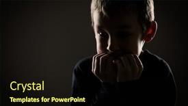  Presentation with grief - PPT theme featuring grief-stricken-little-boy-feeling background and a wine colored foreground