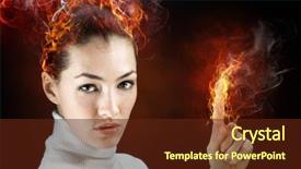  Presentation with flame - PPT theme consisting of grievance - angry gorgeus girl background and a tawny brown colored foreground