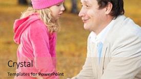  Presentation with sad child - Slides with grievance - dad pitying daughter sad child background and a coral colored foreground