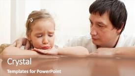  Presentation with family problems - Audience pleasing slides consisting of grievance - father comforts a sad girl backdrop and a coral colored foreground