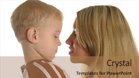  Presentation with sad - Audience pleasing theme consisting of grievance - mother with sad boy backdrop and a  colored foreground